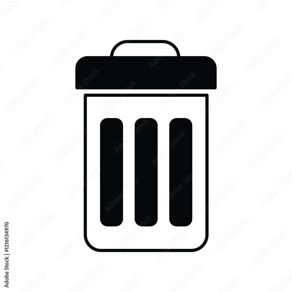 Dustbin glyph icon with white background vector stock illustration Dustbin glyph icon with white background vector stock illustration