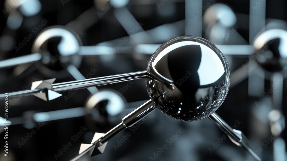 Abstract Metallic Network Structure with Shiny Spheres Interconnected Abstract Metallic Network Structure with Shiny Spheres Interconnected