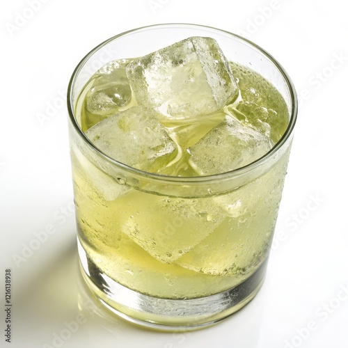 Wallpaper Mural High-Angle Close-up of Sparkling Green Beverage with Ice Cubes in Glass, Refreshing Drink Photography, Summer Cocktail Concept, Ice Cubes, Green Drink Summer drink, Beverage Torontodigital.ca
