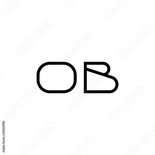 Tableau sur toile OB monogram logo design letter text name symbol monochrome logotype alphabet cha