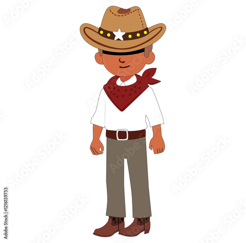 Cartoon Fashioned Cowboy Vector Illustration