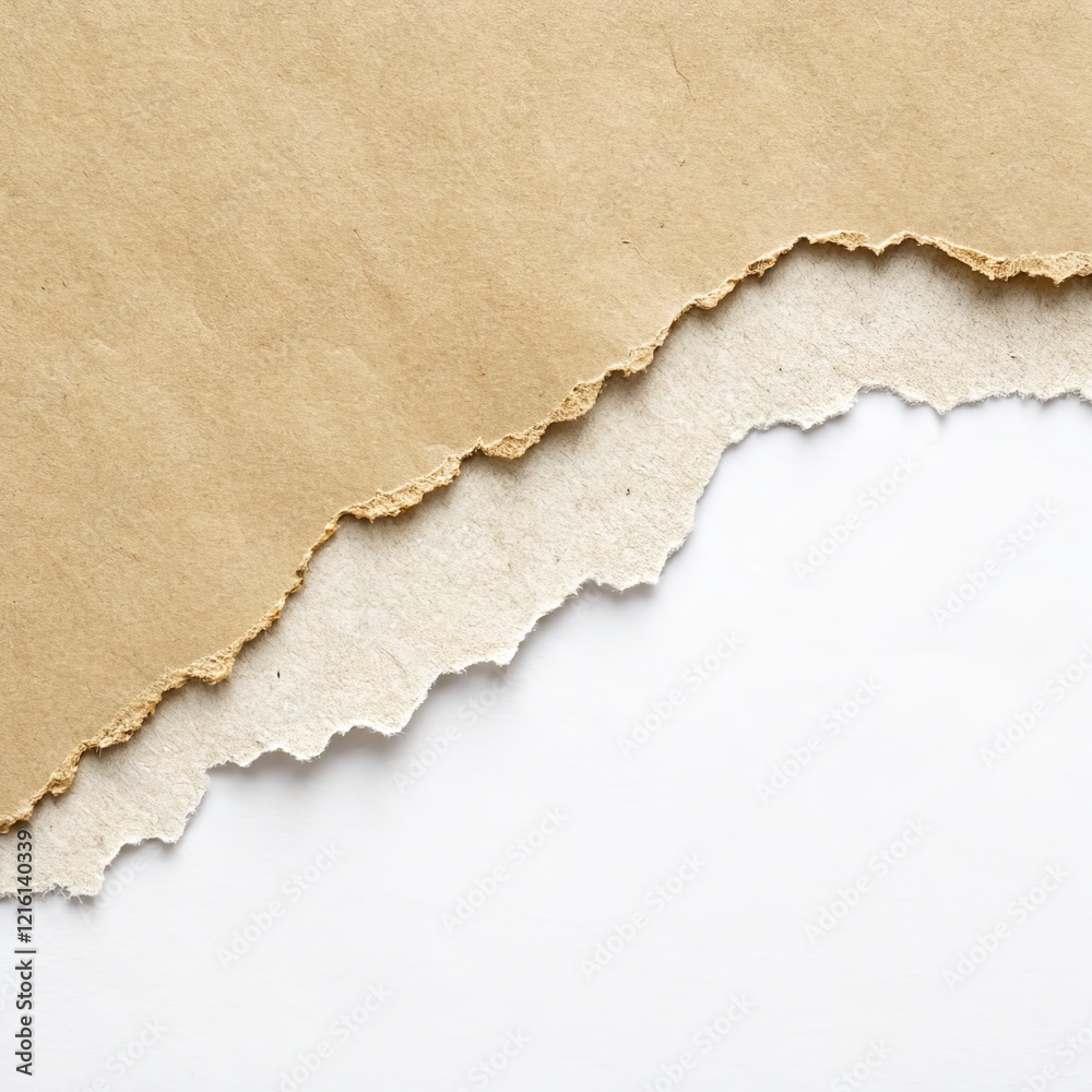 Torn Paper Texture Beige and White Contrast, Abstract Background, Ripped Edges, Craft Paper texture, background Torn Paper Texture Beige and White Contrast, Abstract Background, Ripped Edges, Craft Paper texture, background