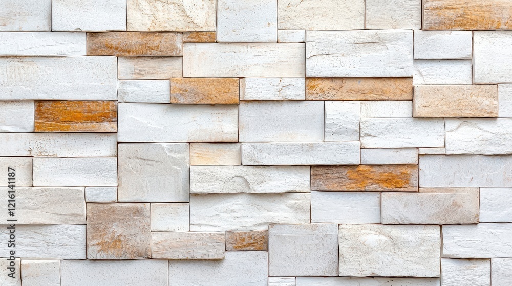 Obraz premium White and brown wall with a round clock displaying time in modern interior setting