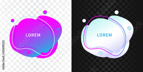 Liquid shape element with cyberpunk style. Fluid abstract organic shapes in neon color