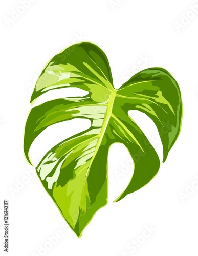 Hand drawn illustration of Monstera Deliciosa.