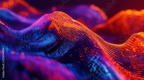 Abstract Digital Landscape: Vibrant Hues and Data Streams