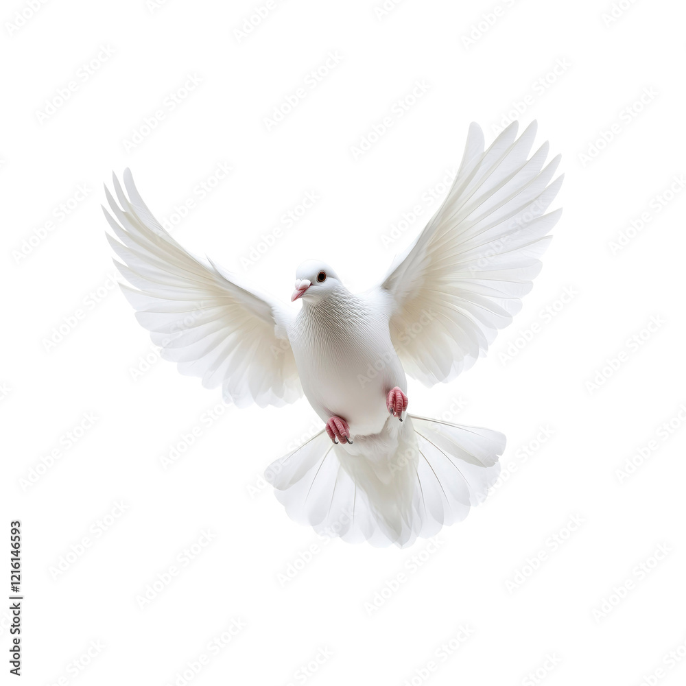 Fototapeta premium Majestic White Dove in Flight, Symbol of Peace and Hope