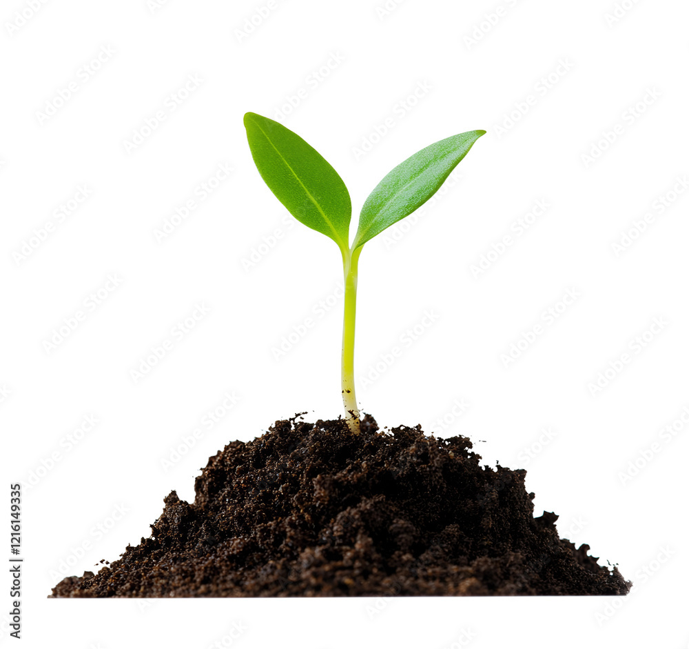 Seedling emerging from rich soil png isolated on transparent background Seedling emerging from rich soil png isolated on transparent background