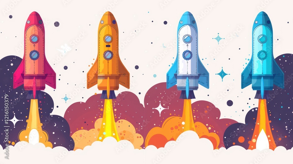 Vector Rocket Illustration - Futuristic Spacecraft Design Vector Rocket Illustration - Futuristic Spacecraft Design