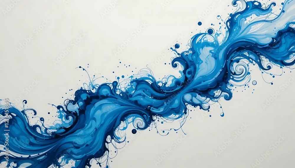 Dynamic Blue Abstract Flow: Serene Watercolors in Motion
