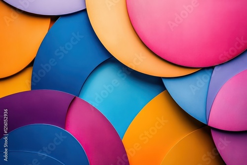 Colorful abstract shapes in a minimalist design, with bold contrasts and clean lines creating a modern, vibrant visual