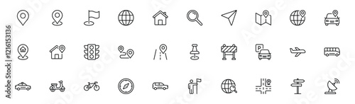 Location and navigation icon set