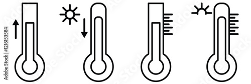 Thermometer icon set. Temperature thermometer icon collection. Weather thermometer icon vector illustrator.