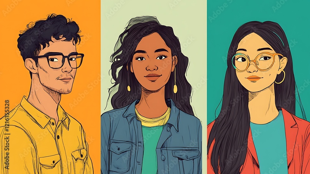 Three Diverse Individuals in Casual Attire Three Diverse Individuals in Casual Attire