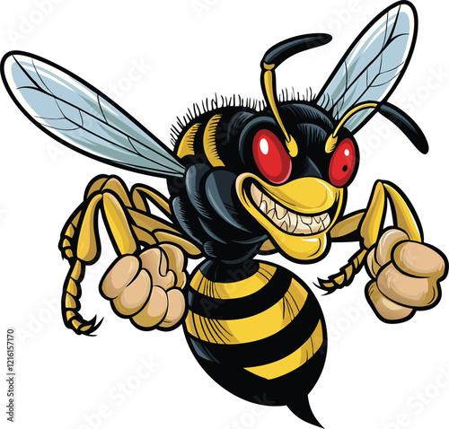 Cartoon of angry bee mascot isolated vector 