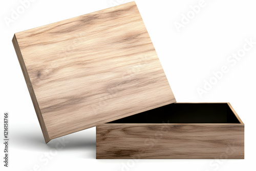 Fototapeta Naklejka Na Ścianę i Meble -  Open Wooden Box 3D Render