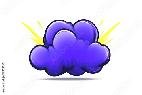 Vibrant purple cloud illustration with dynamic yellow accents, ideal for creative projects