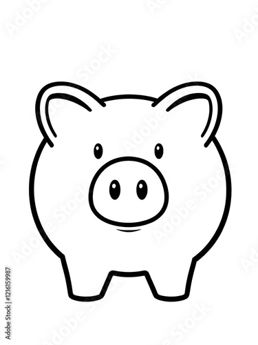 Piggy bank illustration icon, black silhouette vector