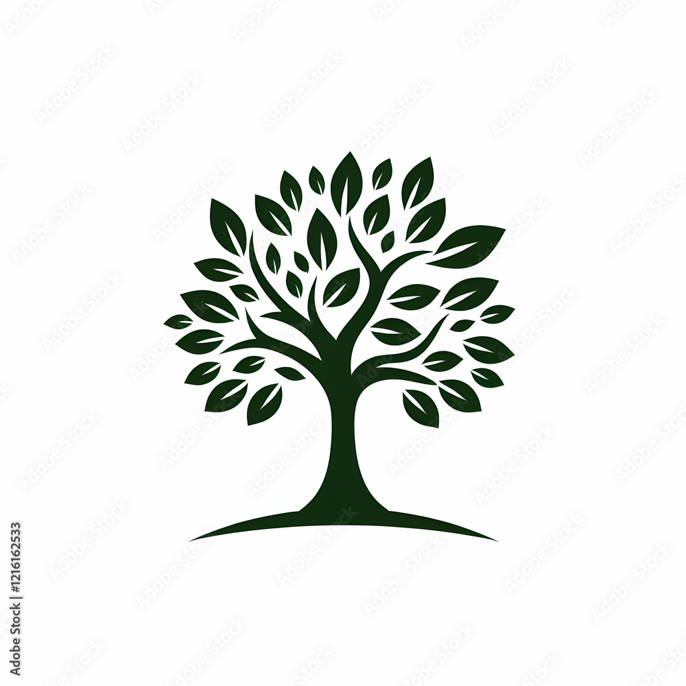 Obraz premium Minimalist Tree Logo Illustration Isolated on Studio Background | Modern Nature Symbol Design