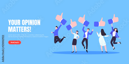 Customer feedback, employee or client satisfaction rating review with good or bad symbols - thumb up and down business concept vector illustration. Positive and negative feedback and evaluation