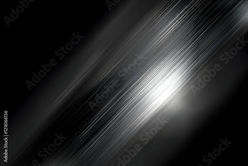 Abstract Black and Silver Diagonal Lines Background with Soft White Glow Perfectly.