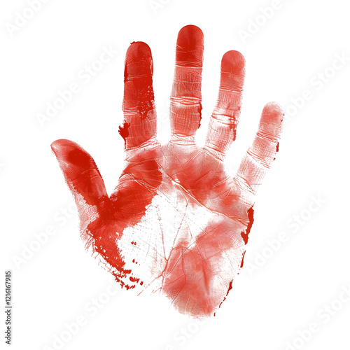 Bloody hand print isolated on transparent background