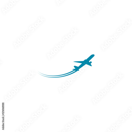 Plane taking off silhouette icon isolated on white background