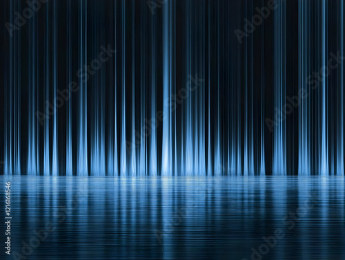 Blue Light Beams Reflecting on Water Surface  Abstract Background  Futuristic  Digital Art