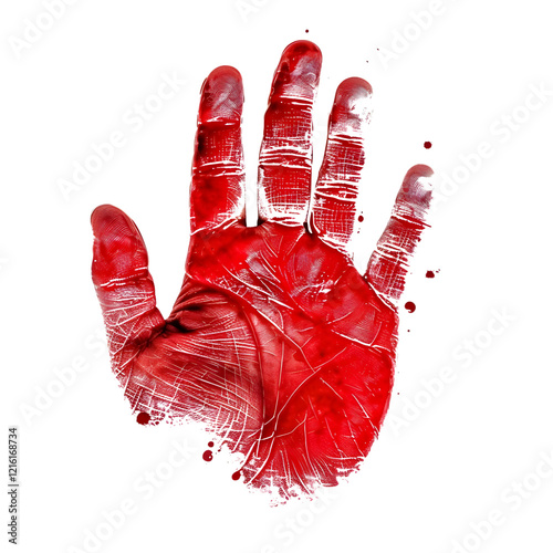 Bloody hand print isolated on transparent background