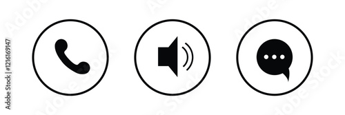 Virtual hangouts icons for conference call. On and off video, sound, camera and call icons isolated on white background. Flat vector illustration 
