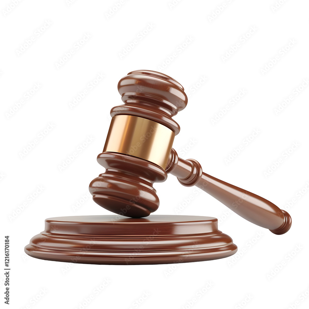 Wooden gavel on block isolated on transparent background Wooden gavel on block isolated on transparent background