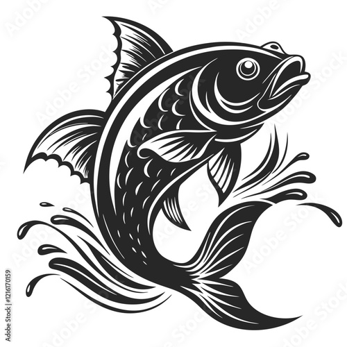 Wallpaper Mural A Dynamic Fish Design Swimming Upwards High Quality Editable Vector Design and illustration Torontodigital.ca