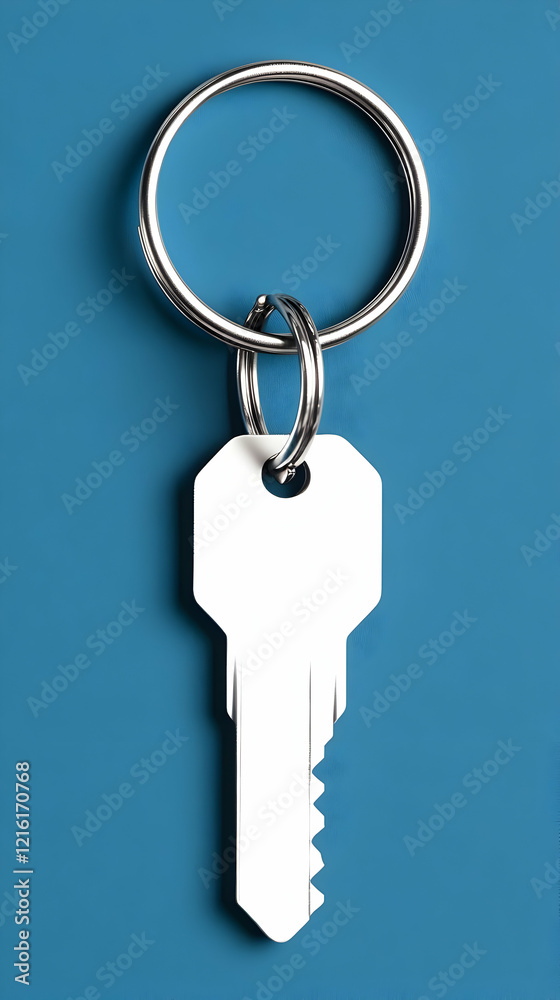3D Render Key Blank on Blue 3D Render Key Blank on Blue