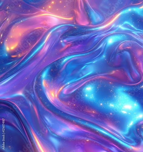 Wallpaper Mural Holographic Neon Fluid Digital Background, Generative AI Torontodigital.ca