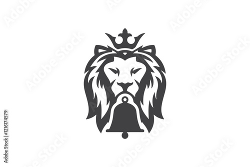 Minimalist Geometric Lion Face Bell Notification Logo Design Template