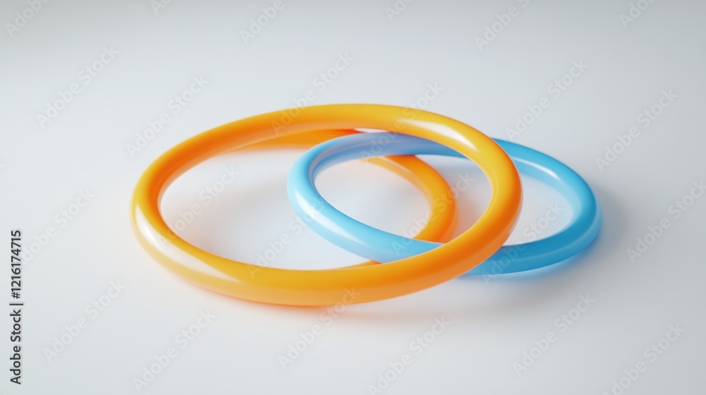 Intertwined Orange and Blue Rings Minimalist Design Abstract Image Intertwined Orange and Blue Rings Minimalist Design Abstract Image