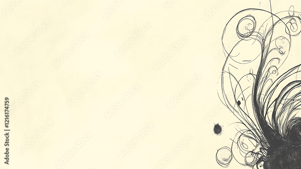 Abstract Ink Drawing With Swirls and Splashes Abstract Ink Drawing With Swirls and Splashes