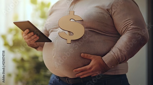 Businessman analyzing financial data while holding a tablet with dollar symbol