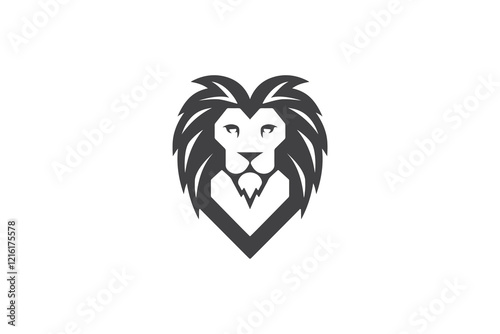 Minimalist Geometric Lion Face V Letter Logo Design Template