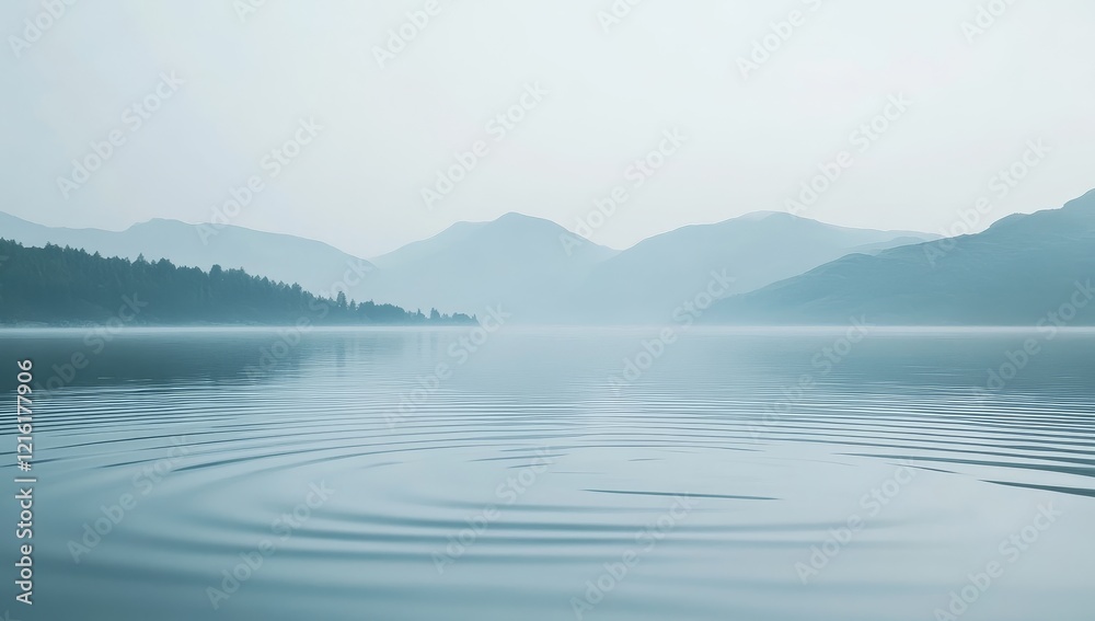 Serene lake with mountain reflection and ripple. Serene lake with mountain reflection and ripple.