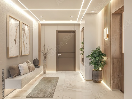 Interior view a modern entrance hall with stylish design