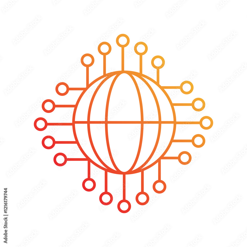 Global Network gradient icon with white background vector stock illustration