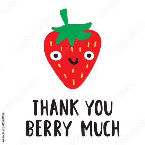 Thank you berry much. Card design for Valentine's day. Vector illustration on white background.