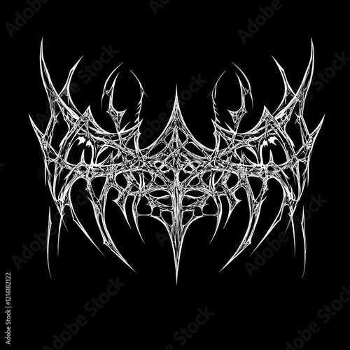 Neo tribal y2k tattoo with heart shape. Cyber sigilism style hand drawn ornaments. Vector illustration of black gothic tribal tattoo designs
