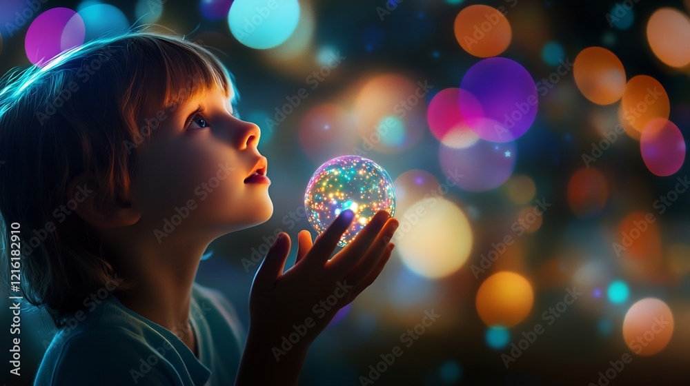 Naklejka premium Child's Wonder: A Magical Moment Captured