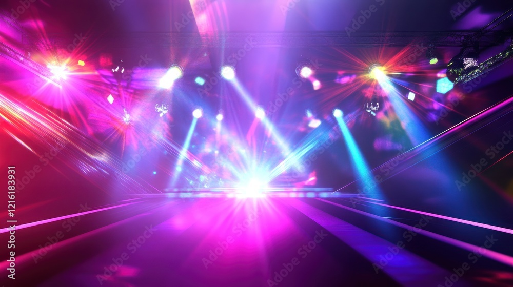 Naklejka premium Stage Lights and Glowing Beams