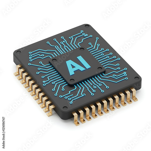 ai artificial intelligence computer processor chip circuit 3d icon illustration render design
