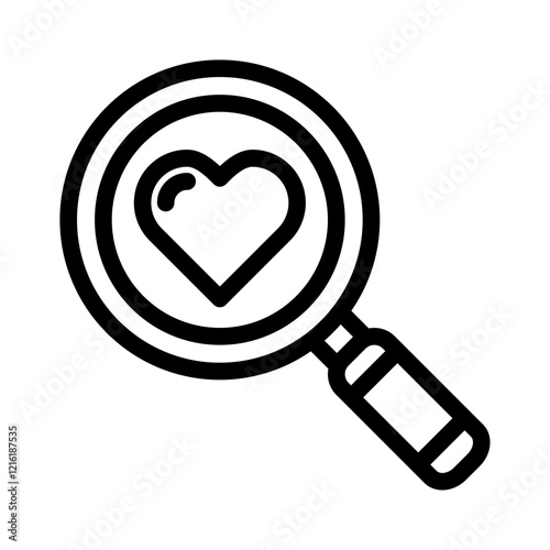 magnifying glass love outline icon