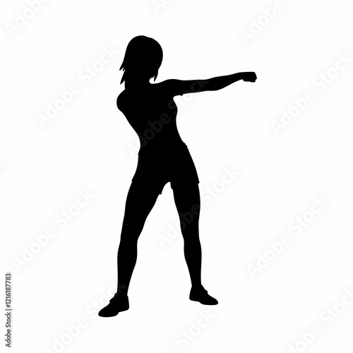 A woman is doing a push up. She is wearing a black shirt and shorts. She is standing with her arms outstretched a