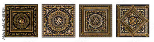 Seamless pattern decorated with precious stones, gold chains and pearls.	